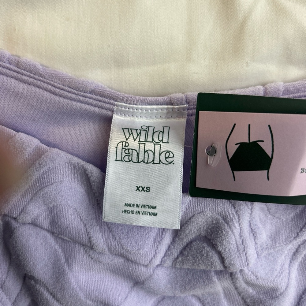 NWT Wavy Terry Textured Bikini Wild Fable™ Lilac Purple XXS - Picture 4 of 8